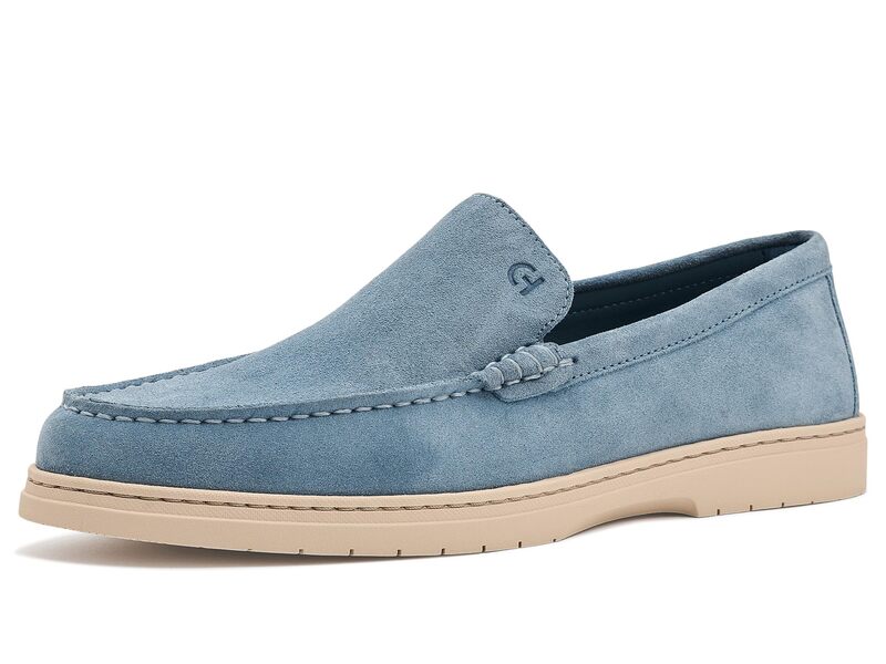 電話を掛けるハーン メンズ シューズ スリッポン・ローファー Cole Haan Greenwich Grand Venetian Loafers Dusty Blue Suede/Ivory 象牙色