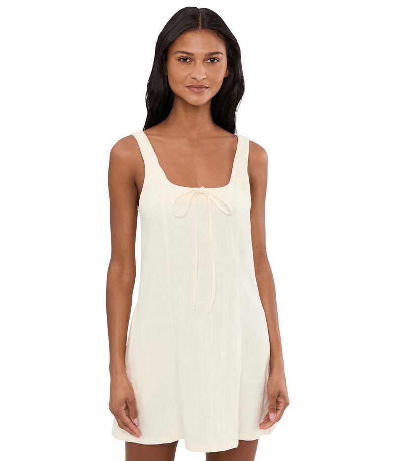 空白文字ニューヨーク州 レディース トップス 衣装 A 生産ライン リネン Blank NYChalk Mark A Line Flare Linen Dress Beige ベージュ