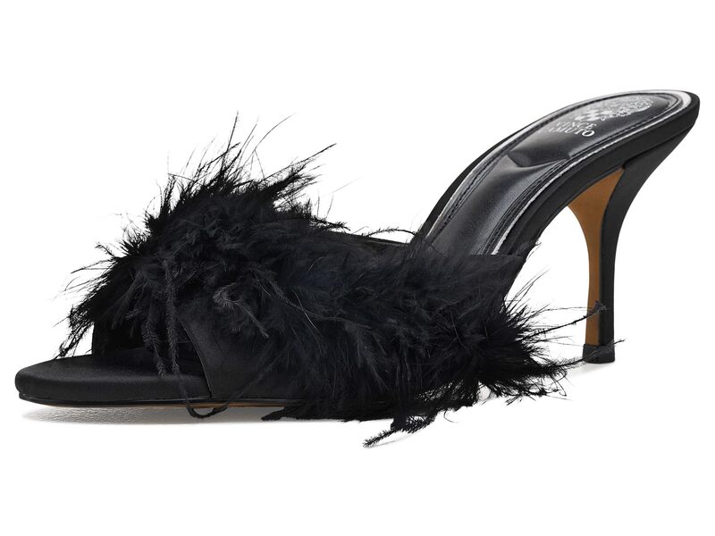 ヴィンスカムート レディース シューズ 踵 サンダル Vince Camuto Paelly Feather Higheel Mule Sandals Black 黒いこと