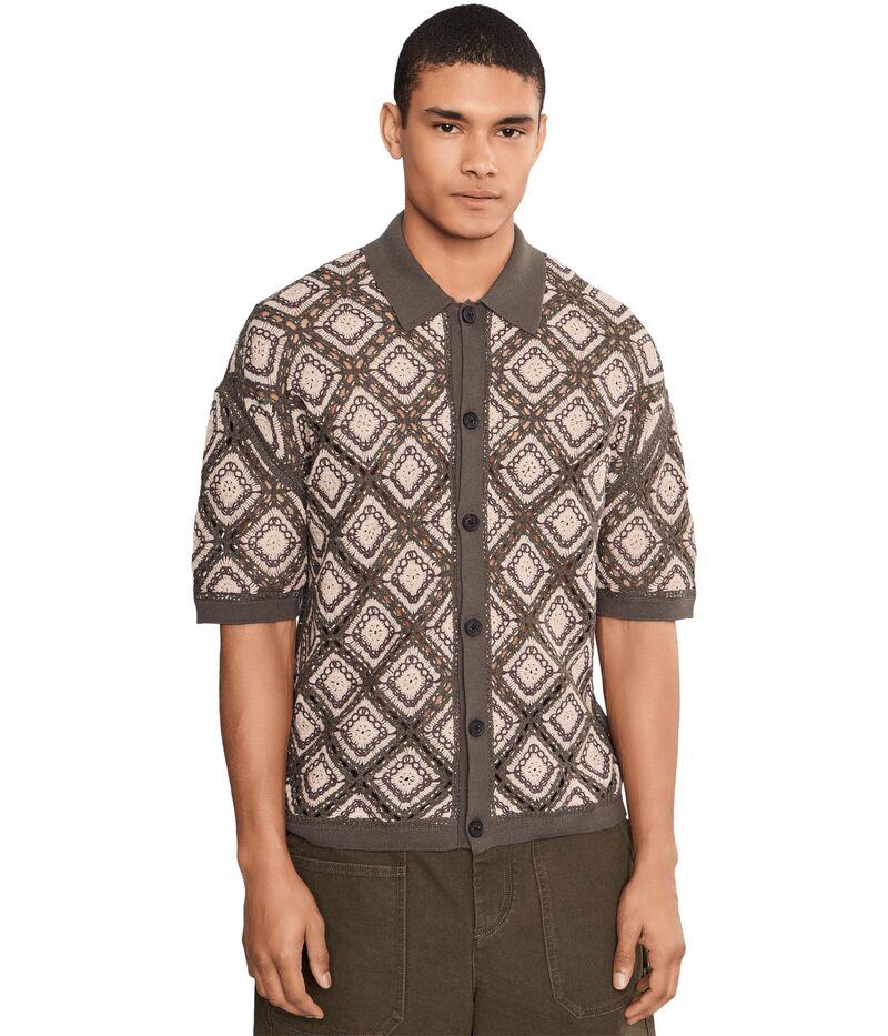 オールセインツ メンズ アウター 編み物・スウェーター ジレー AllSaints Morena Short Sleeve Cardigan Pitch Green 緑であること