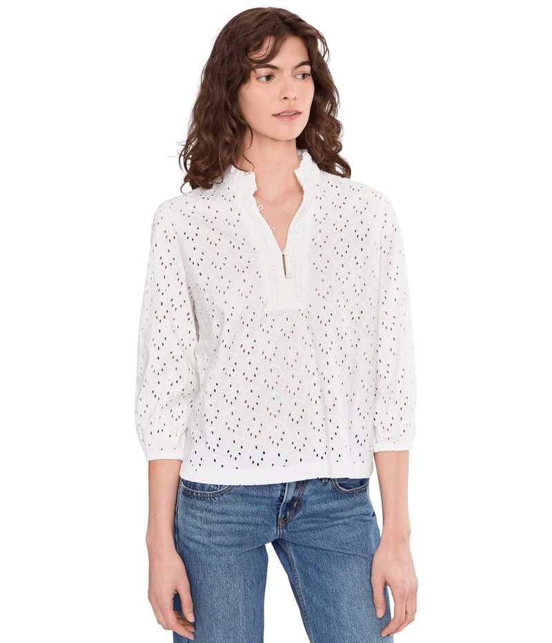 ニックプラスゾーイ レディース トップス プルオーバー フラウンス 編み物 NIC+ZOE Knit Eyelet Ruffle Neck Topaper White 白いこと