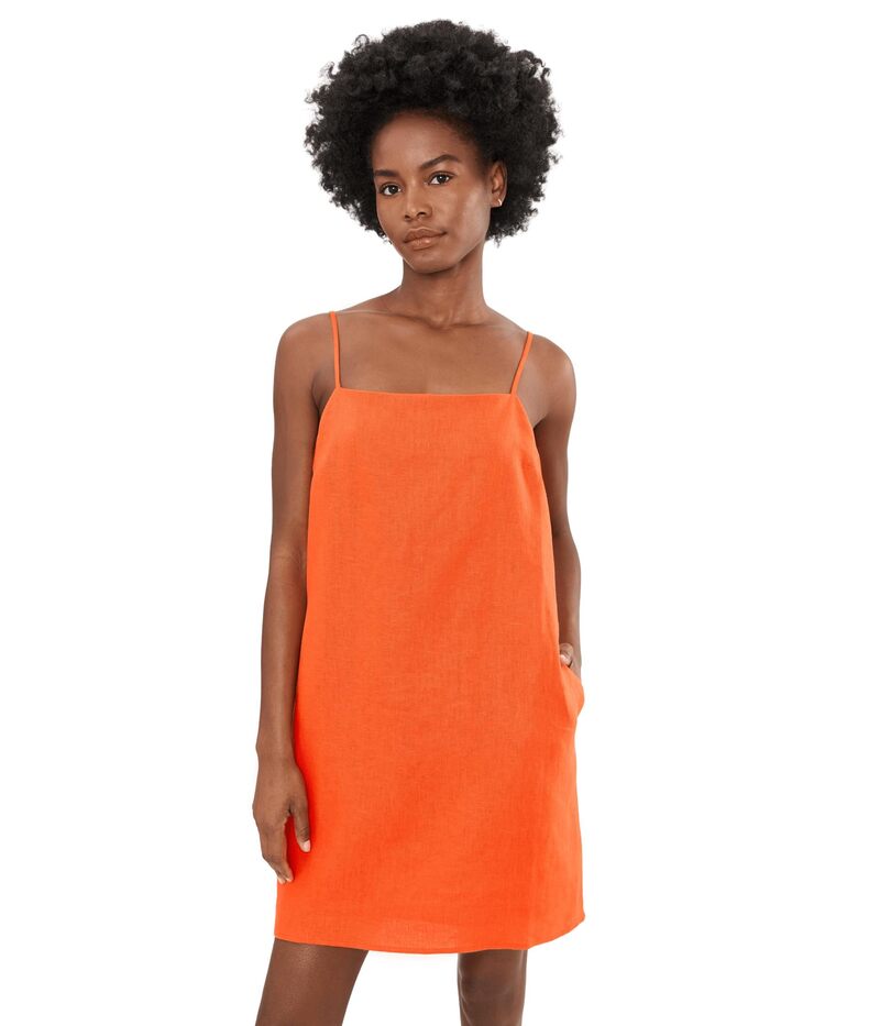 駆け込み寺 レディース トップス 衣装 リネン Sanctuary Hideaway Linen Tie Strap Dress Hibiscus Orange オレンジ色