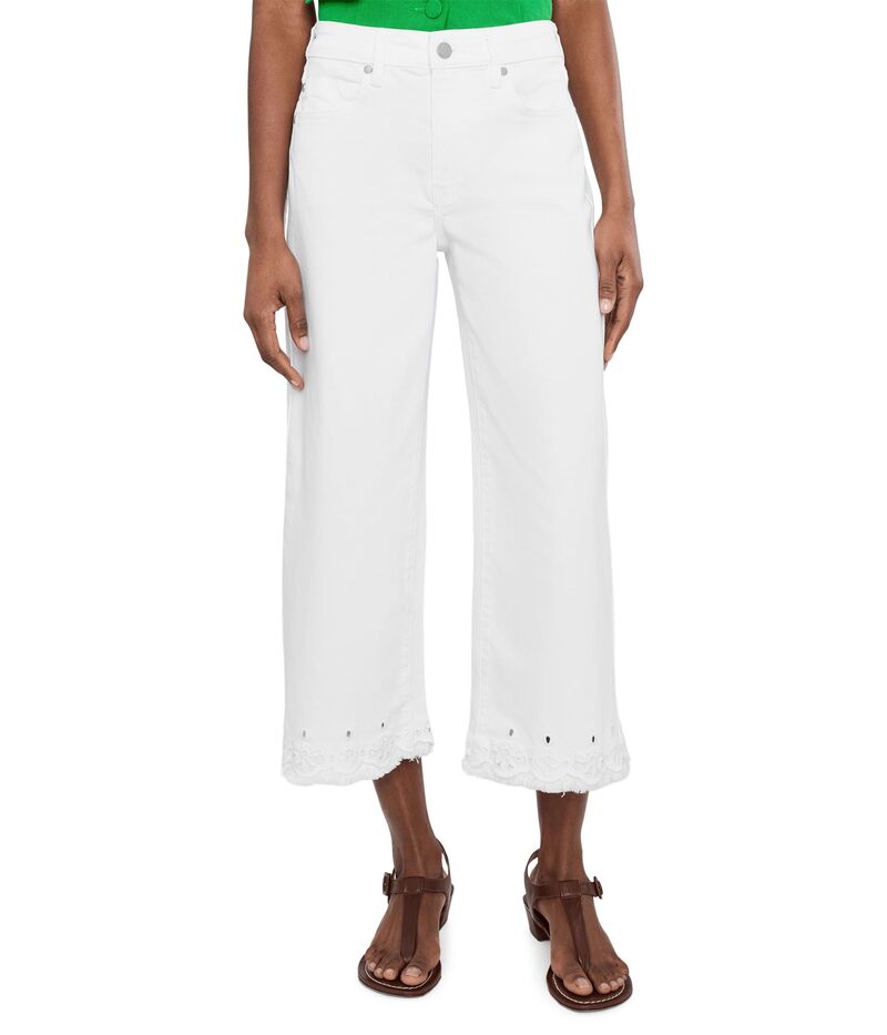 リヴァプール 天使の都市 レディース ボトムス ジーンズズボン下 ワイドレッグ プチ 刺しゅう Liverpoolos Angeles Petite Mid-rise Stride Crop Wide Leg Jean With Embroidered Hem 24\" Inseam Bright White 白いこと"