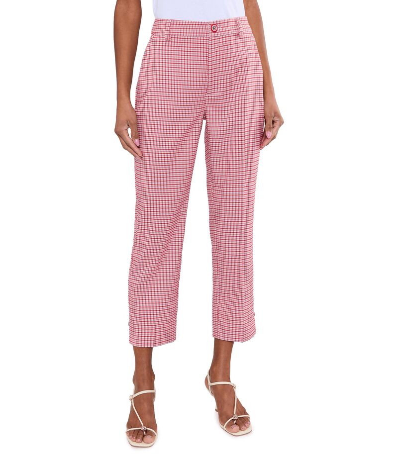 リヴァプール ロサンゼルス レディース ボトムス カジュアルパンツ Liverpoolos Angeles Kelsey Mid-Rise Crop Trouser with Slit 26inseam Cherry Red Tattersall Plaid レッド|ReVida 店