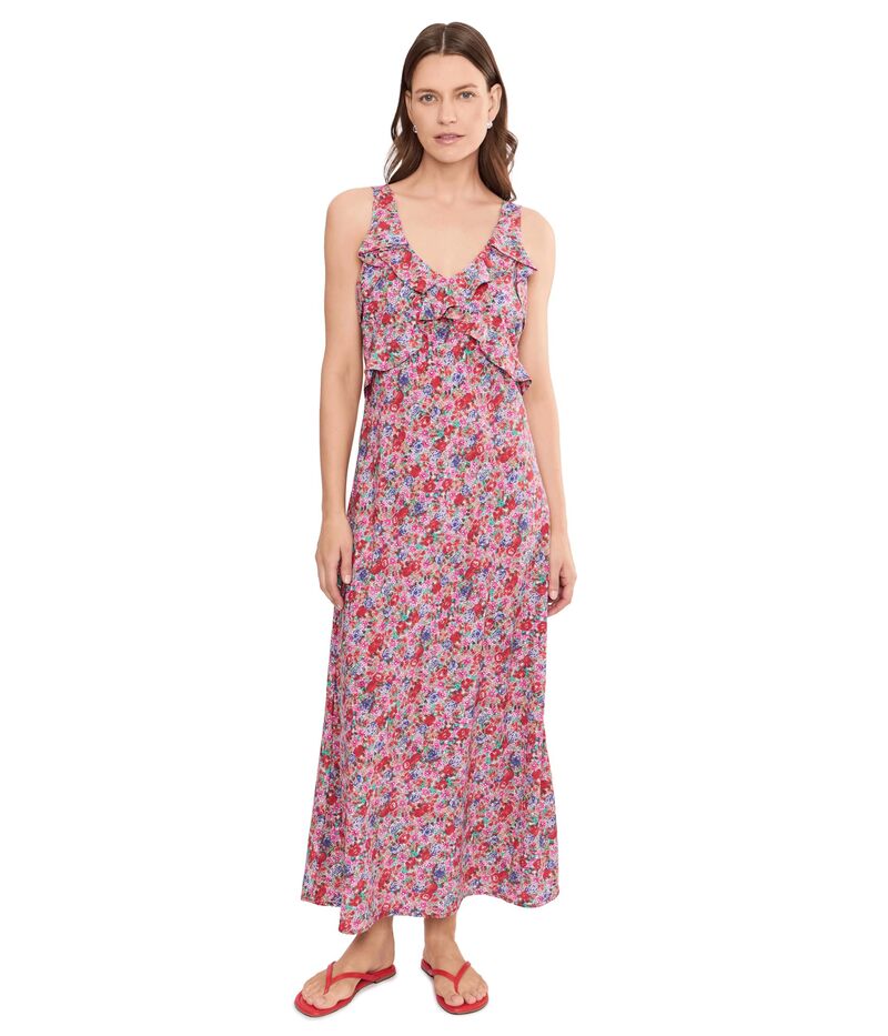 リヴァプール 天使の都市 レディース トップス 衣装 フラウンス ノースリーブ マキシ Liverpoolos Angelesleeveless Ruffle Front Woven Maxi Dress Pink Multi サクラ色
