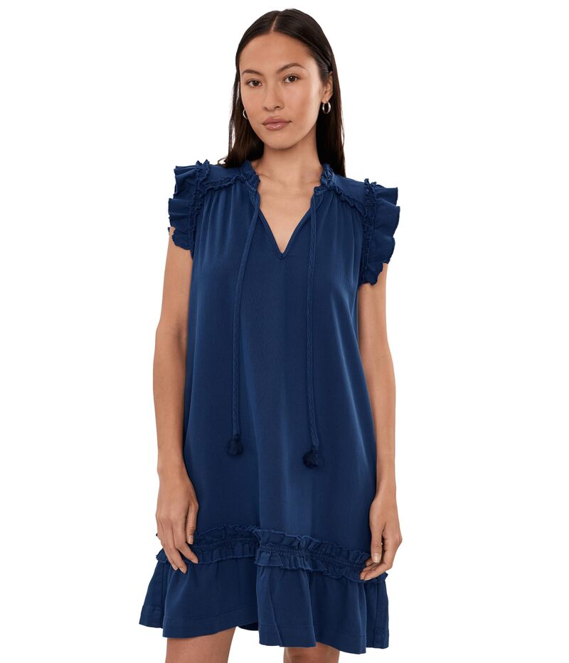 リヴァプール 天使の都市 レディース トップス 衣装 プチ フラウンス Liverpoolos Angeles Petite Flutter Sleeve Ruffledress Lakeside Navy 米国海軍