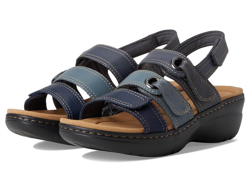 クラークス レディース シューズ 踵 Clarks Merliah 2 Bali Navy Combi Leather 米国海軍