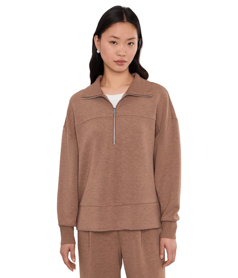 バーレイ レディース アウター パーカー・スウェット Varley Kayleigh 1/2 Zip Sweat Golden Bronze Marl マール