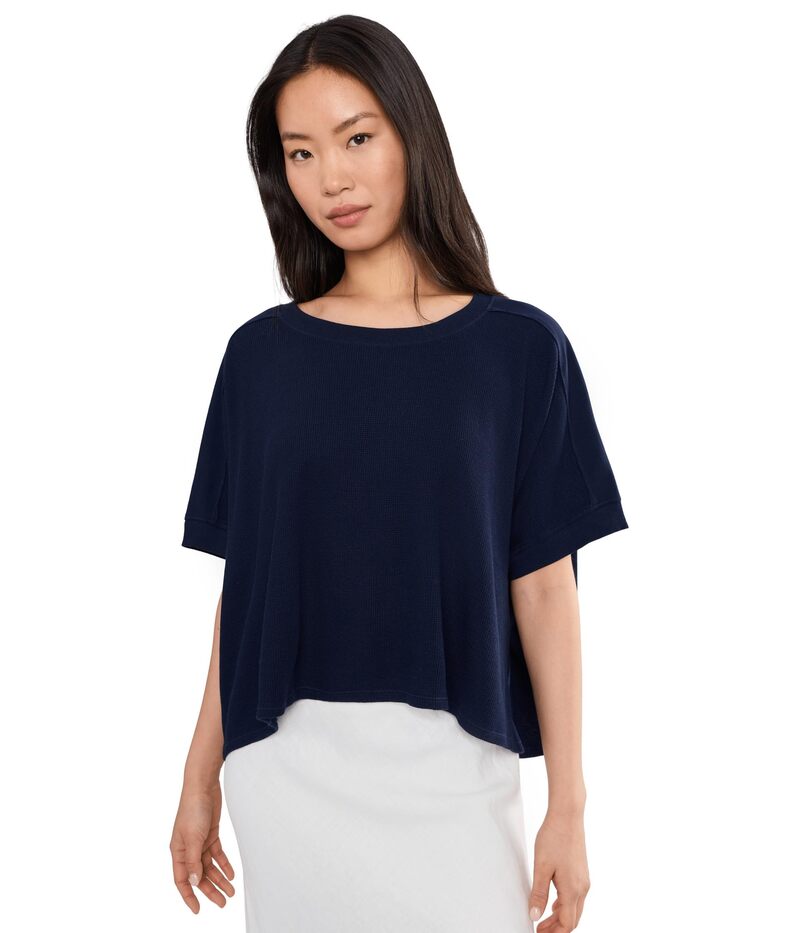 モッドドック レディース トップス プルオーバー 労働者の一団のど首 Mod-o-doc Dolman 1/2 Sleeve Open Crew Neck Boxy Top Vibrant Navy 米国海軍