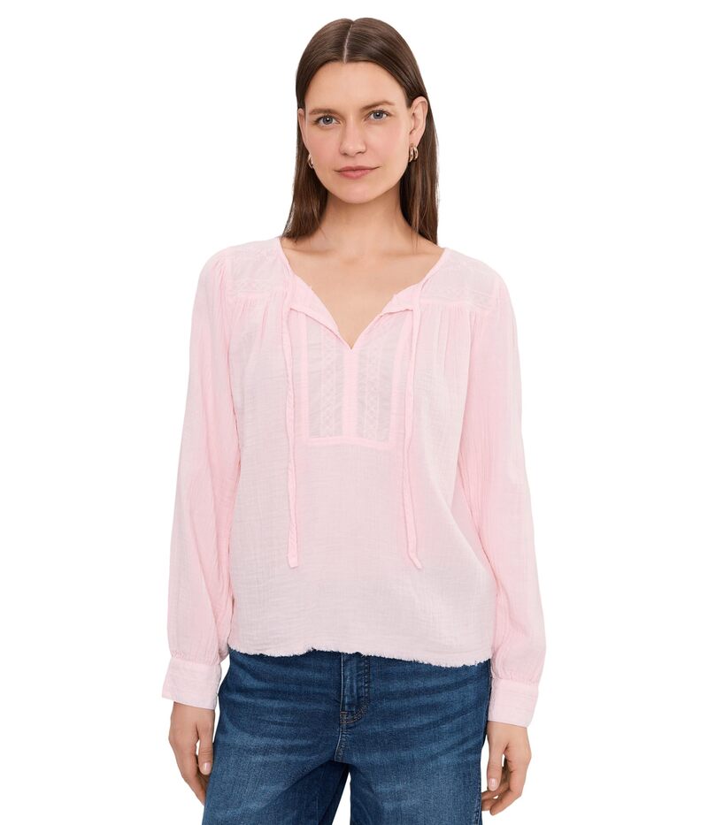 モッドドック レディース トップス プルオーバー スピード競技 Mod-o-doc Long Sleeve Flowy Top with Lace Yoke Rosewater
