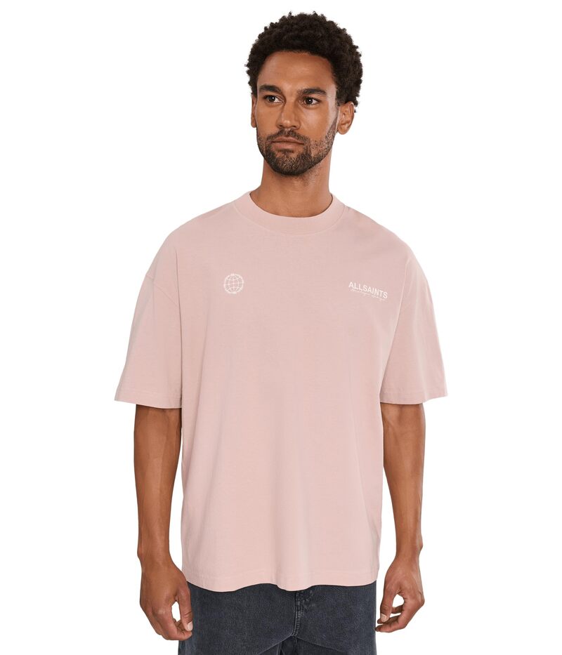 オールセインツ メンズ トップス シャツ AllSaints Emblem Short Sleeve Crew Sunbaked Pink ピンク|ReVida 店