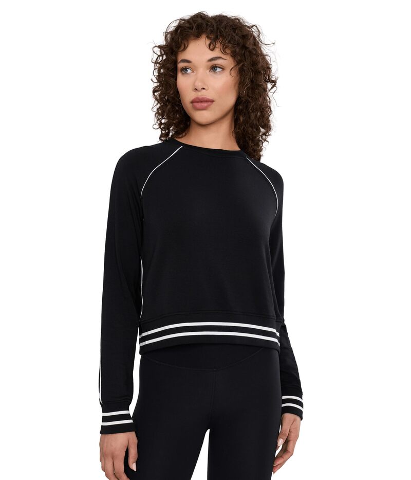 スピリッツフィフティファイブ レディース アウター パーカー・スウェット プルオーバー フリース Splits59 Brooks Fleece Sweatshirt with Stripe Black/White 白いこと