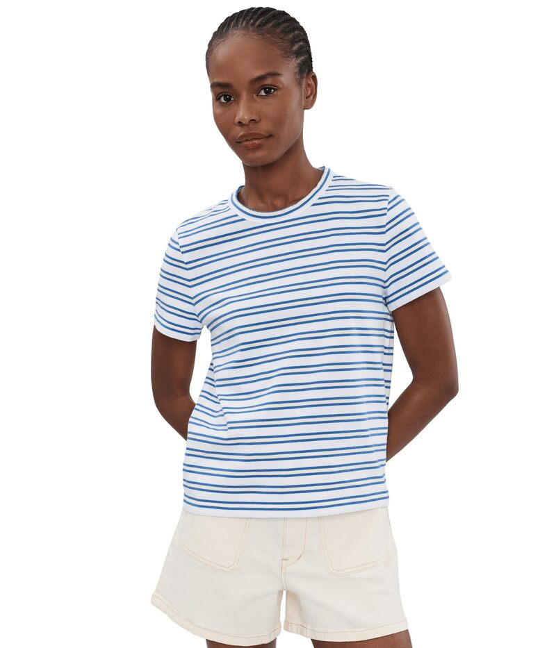 メイドウェル レディース トップス シャツ クルーネック Madewell Striperfect Crew Neck Tee White ホワイト｜ReVida 店