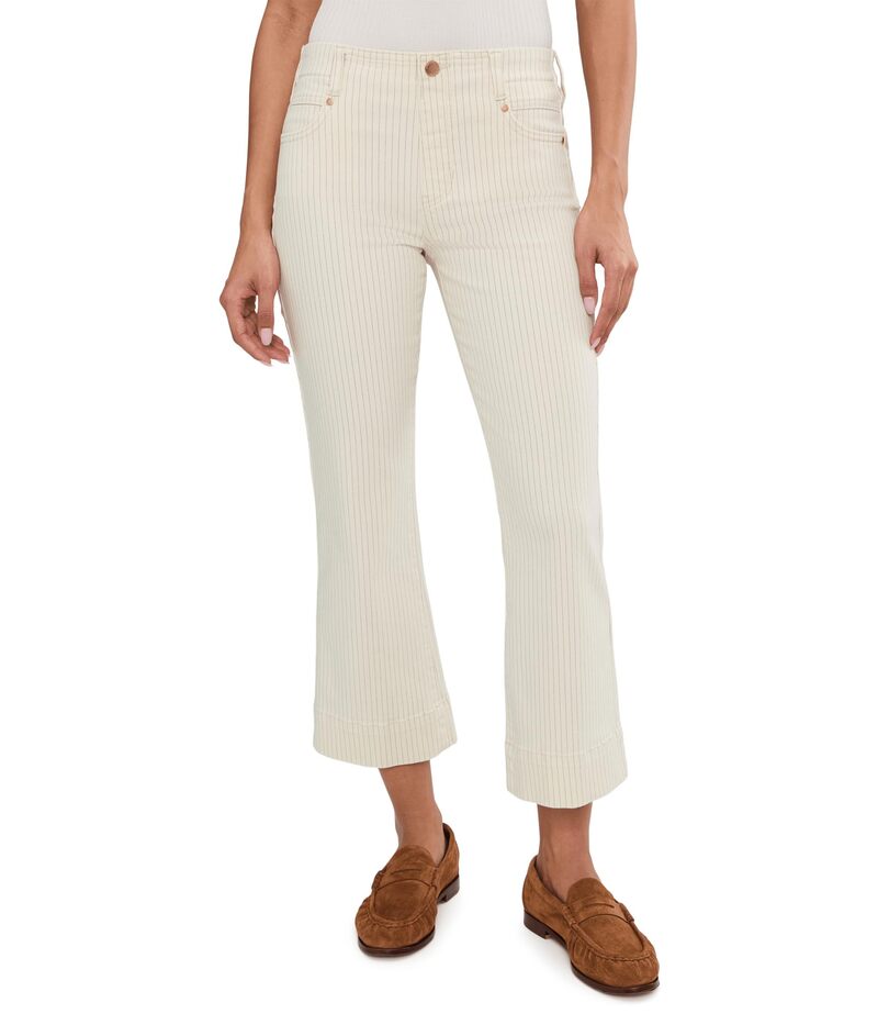 リヴァプール 天使の都市 レディース ボトムス ジーンズズボン下 デニム Liverpoolos Angeles Mid-Rise Gia Glider Crop Flare Jeans With Wide Hem 27\" Inseam Nautical Stripe 縞模様"