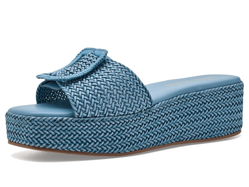 アンクライン レディース シューズ サンダル Anne Klein Lanai Blue Raffia 青色