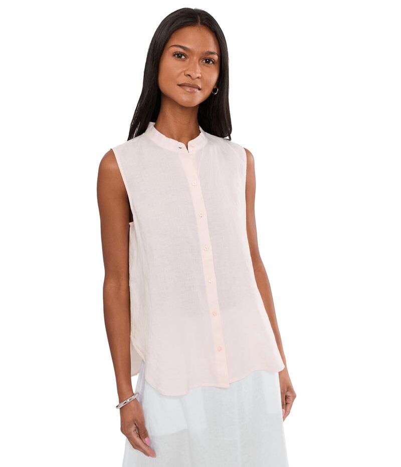 エイリーンフィッシャー レディース トップス プルオーバー リネン Eileen Fisher Organic Handkerchief Linen Mandarin Collar Shirt Crystal Pink サクラ色
