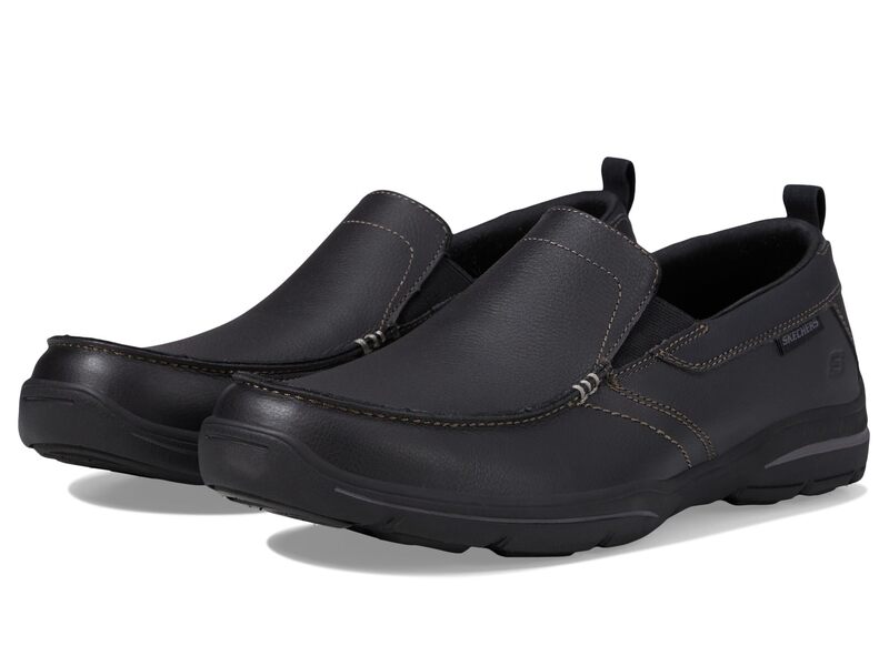 スケッチャーズ メンズ シューズ スリッポン・ローファー リラックスフィット SKECHERS Relaxed Fit Harper - Forde Black Leather ブラック|ReVida 店