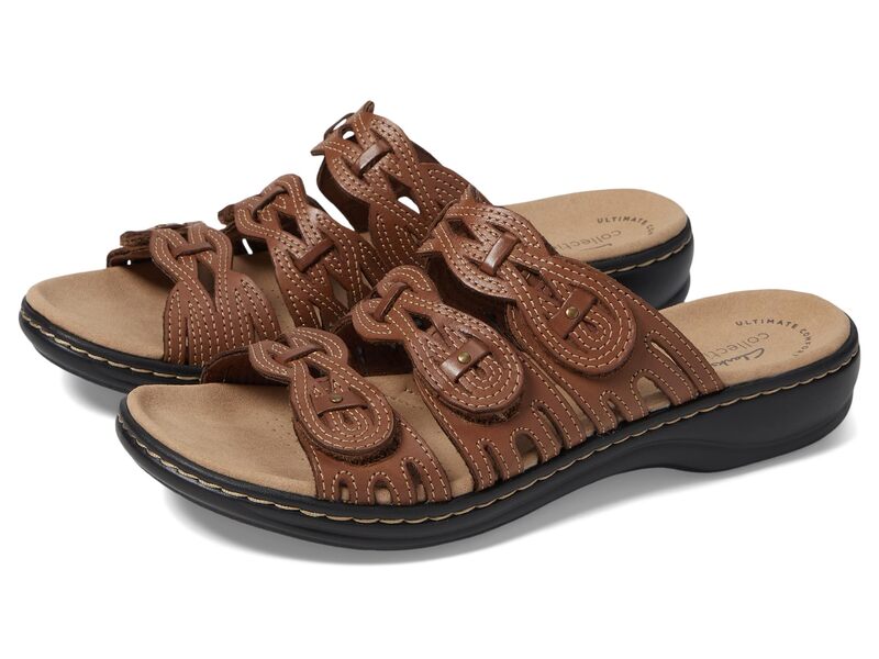 クラークス レディース シューズ サンダル Clarks Leisa Faye Tan Leather タン｜ReVida 店