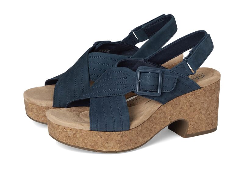 クラークス レディース シューズ ヒール Clarks Nerisa West Navy Nubuck ネイビー|ReVida 店