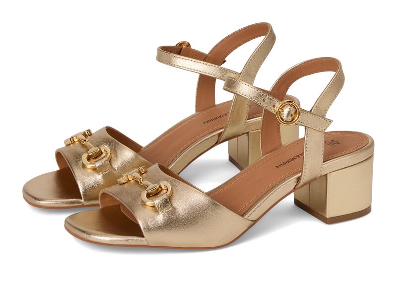 ジョンストンアンドマーフィー レディース シューズ ヒール サンダル Johnston & Murphy Edith Bit Sandals Gold Metallic ゴールド|ReVida 店