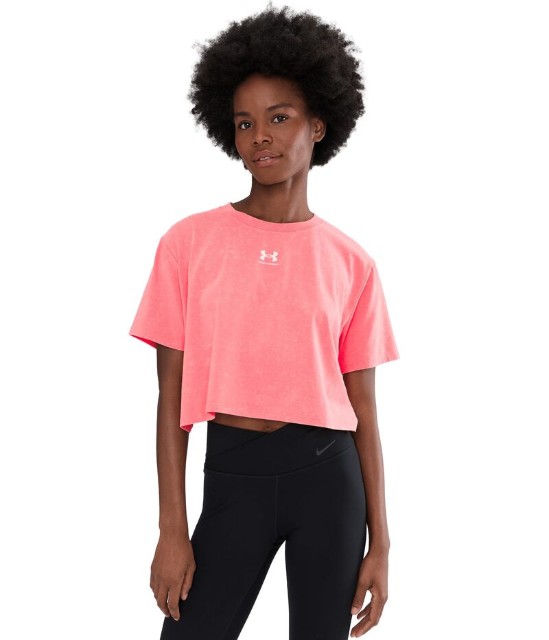 アンダーアーマー レディース トップス シャツ Under Armourival Boxy Tee Wash Bittersweet Pink/White ホワイト|ReVida 店