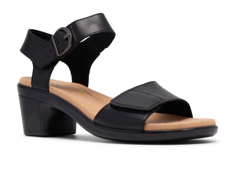 クラークス レディース シューズ ヒール Clarks Emily 2 Amanda Black Leather ブラック|ReVida 店