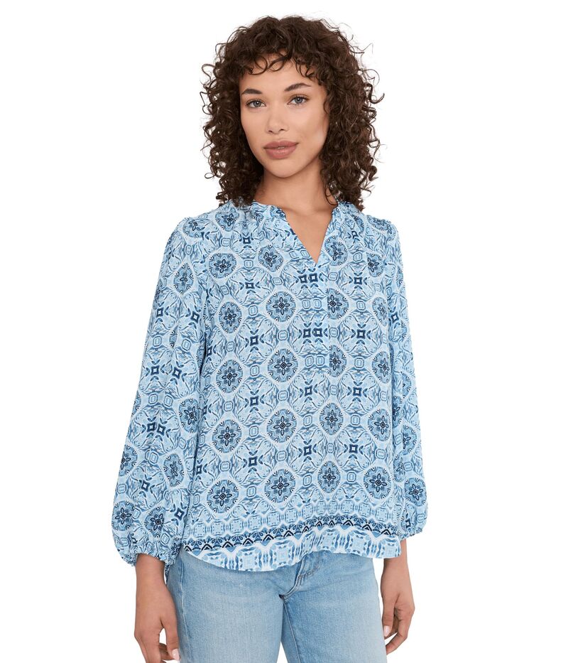 エヌワイディージェイ レディース トップス シャツ NYDJ Puff Sleeved Popover Top Azure Sky｜ReVida 店