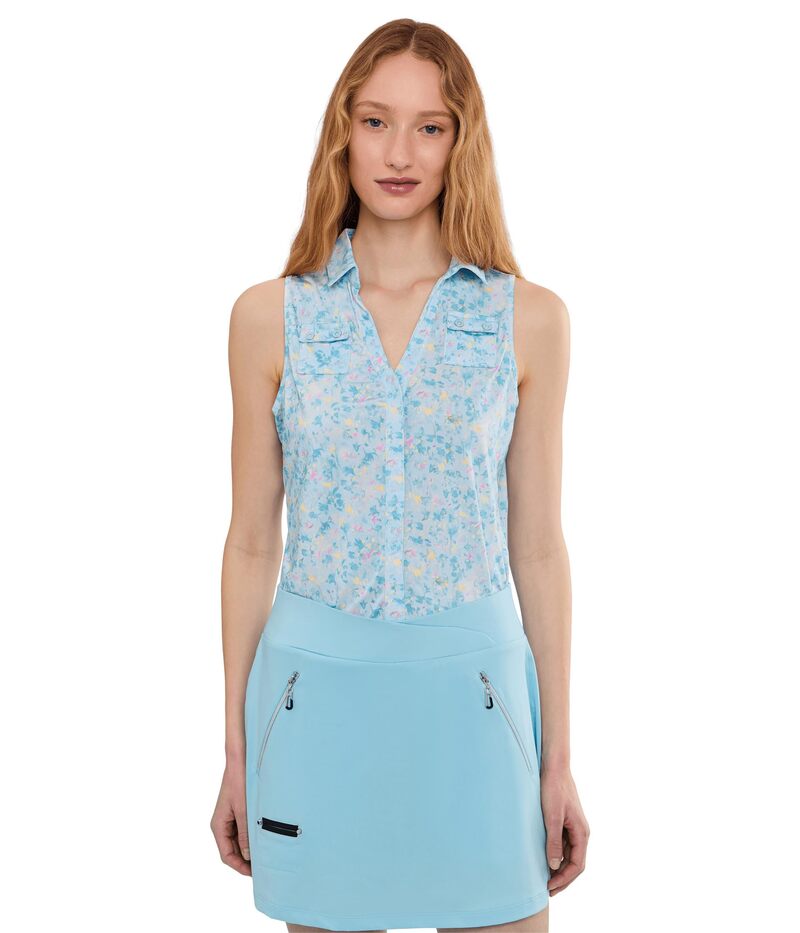 ジャイミーサドック レディース トップス シャツ プリント ノースリーブ Jamie Sadock Wildflower Print Sleeveless Top Blue ブルー｜ReVida 店