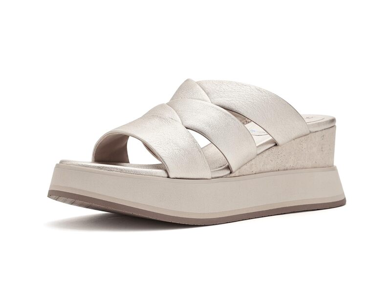 ジョンストンアンドマーフィー レディース シューズ ヒール Johnston & Murphy Colleen Triple Band Slide Gold Metallic Italian Sheepskin ゴールド｜ReVida 店