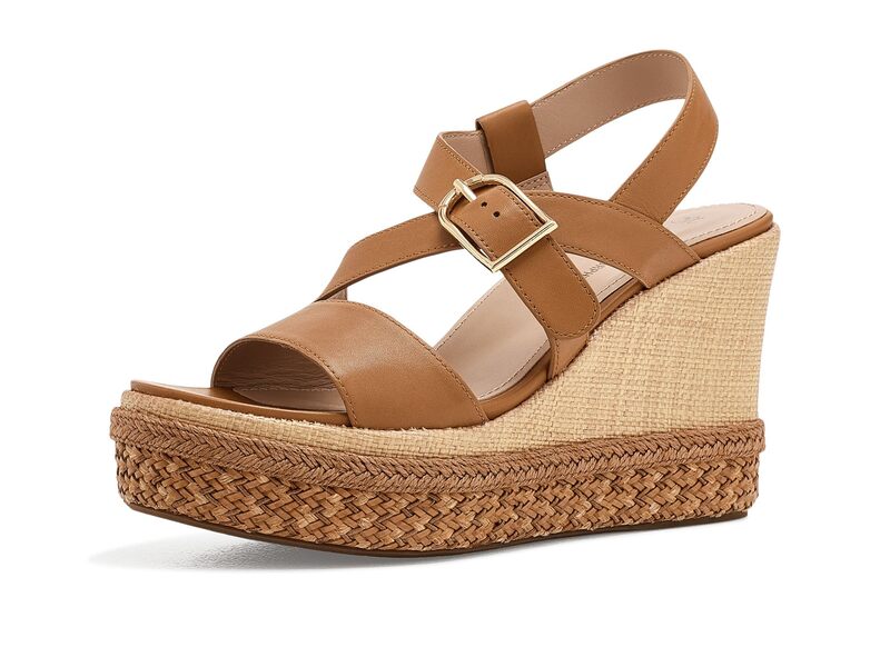 ジョンストンアンドマーフィー レディース シューズ ヒール アシンメトリー Johnston & Murphy Addison Asymmetrical Wedge Cognac Nappa Leather|ReVida 店
