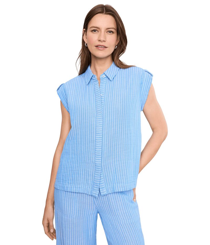 ニックプラスゾーイ レディース トップス シャツ NIC+ZOE Striped Gauze Resort Shirt Blue Multi ブルー|ReVida 店