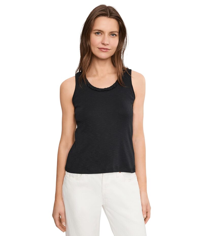 ニックプラスゾーイ レディース トップス シャツ フリル コットン NIC+ZOE Nzt Ruffle Neck Cotton Slub Layer Tank Black Onyx ブラック|ReVida 店