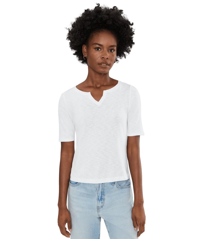 ニックプラスゾーイ レディース トップス シャツ NIC+ZOE Nzt Elbow Sleeve Notch Tee Paper White ホワイト|ReVida 店