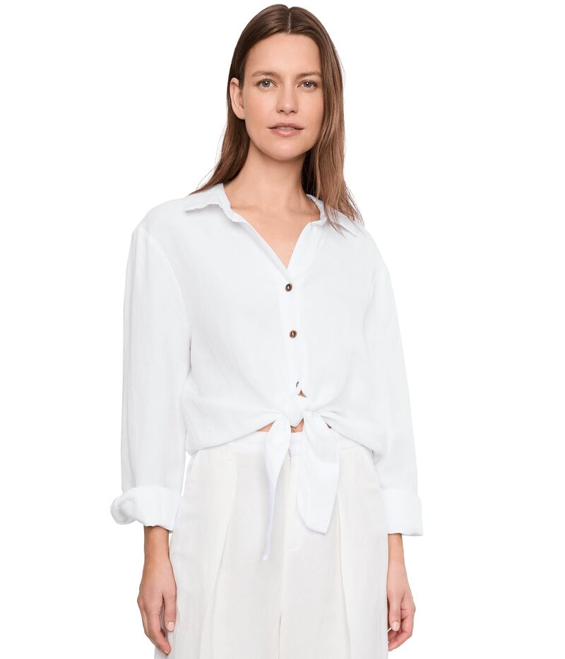 サンクチュアリー レディース トップス シャツ リネン Sanctuary More Love Linen Tie Top White ホワイト|ReVida 店