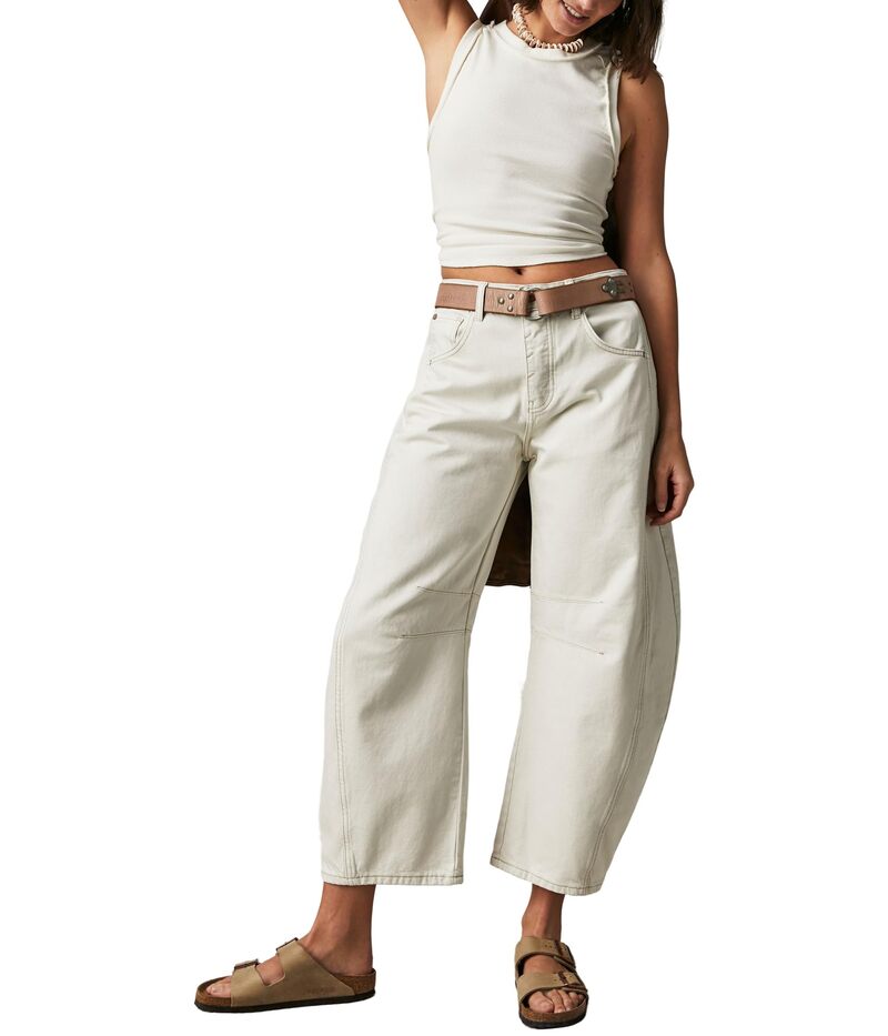 フリーピープル レディース ボトムス デニムパンツ ジーンズ Free People We The Free Good Luck Mid-Rise Barrel Jeans Milk｜ReVida 店
