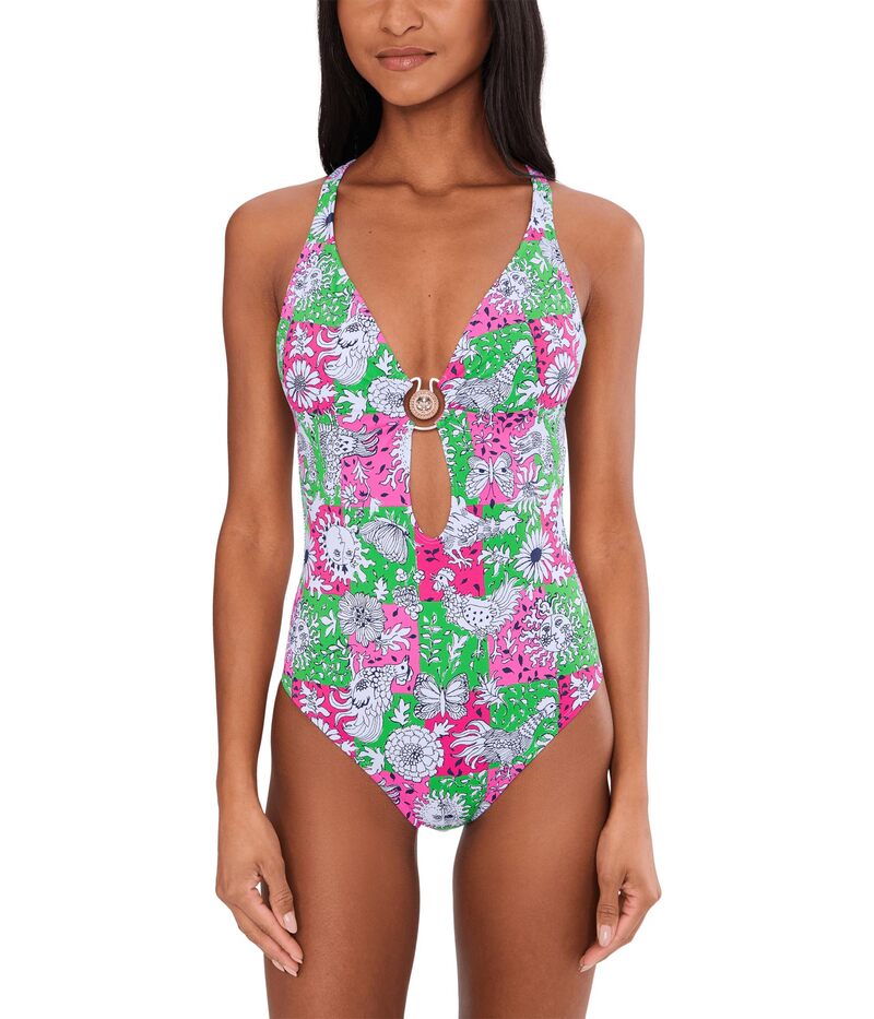 リリーピュリッツァー レディース 水着 上下セット Lilly Pulitzer Ester One-Piece Cherry Blossom Pink Lil Chicken Check ピンク｜ReVida 店 21,868円