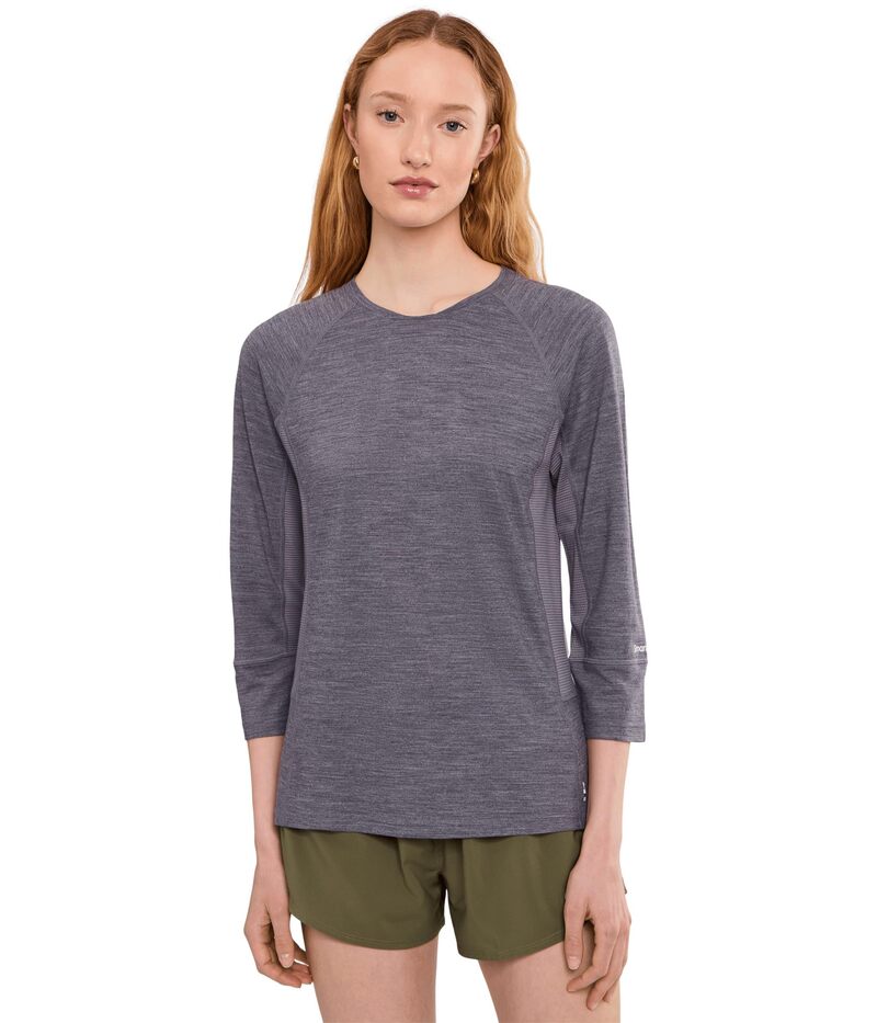スマートウール レディース トップス シャツ ジャージー Smartwool Mountain Bike 3/4 Sleeve Jersey Purple Storm Heather ヘザー｜ReVida 店