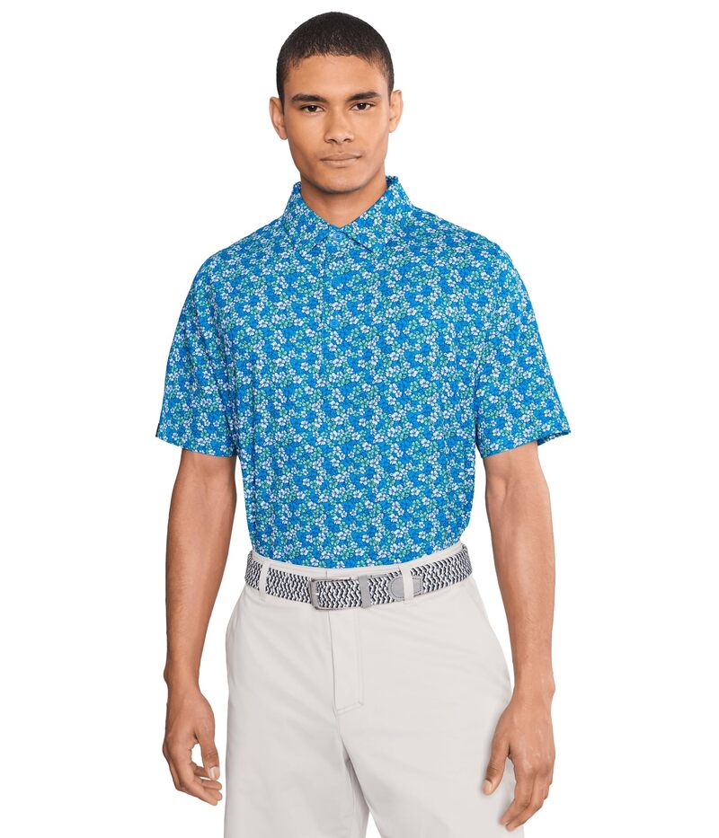 キャラウェイ メンズ トップス シャツ プリント Callaway Hibiscus Print Polo Brilliant Blue ブルー｜ReVida 店