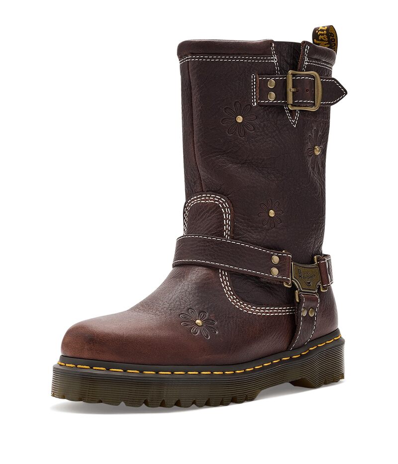 ドクターマーチン レディース シューズ ブーツ・レインブーツ Dr. Martens Anistone Hi Flower Dark Brown ブラウン｜ReVida 店