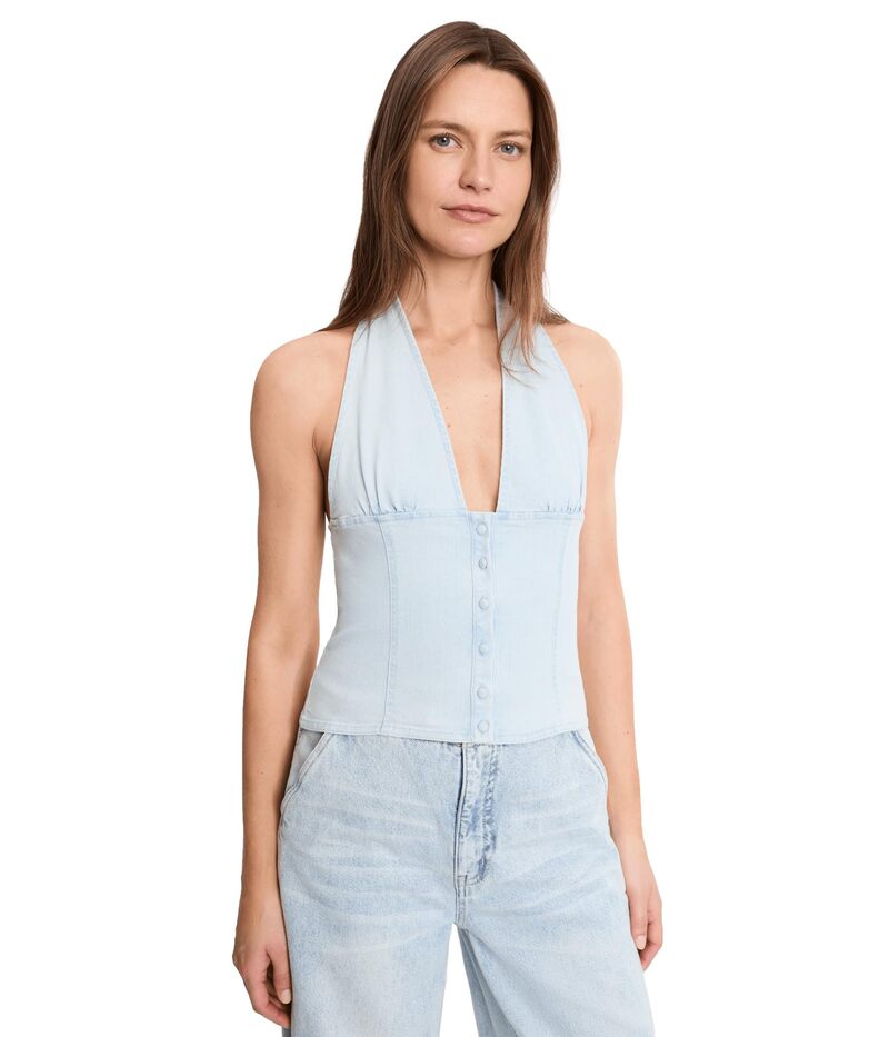 フリーピープル レディース トップス シャツ デニム ホルター Free People Ramona Denim Halter Light Sky デニム｜ReVida 店