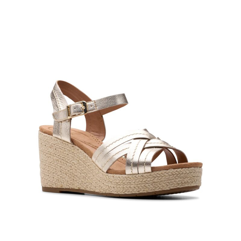 クラークス レディース シューズ ヒール Clarksabina Strap Champagne Leather シャンパン|ReVida 店
