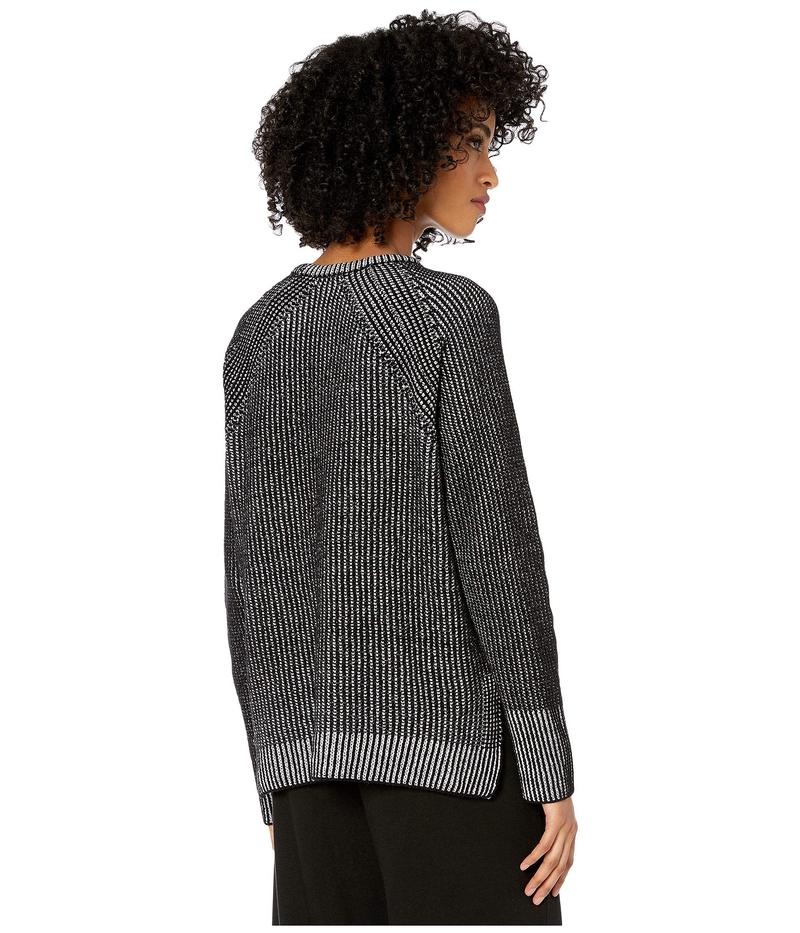 工場直送 エイリーンフィッシャー レディース ニット セーター アウター Organic Cotton Chenille Crew Neck Box Top Black Soft White 無料長期保証 Danielagregis It