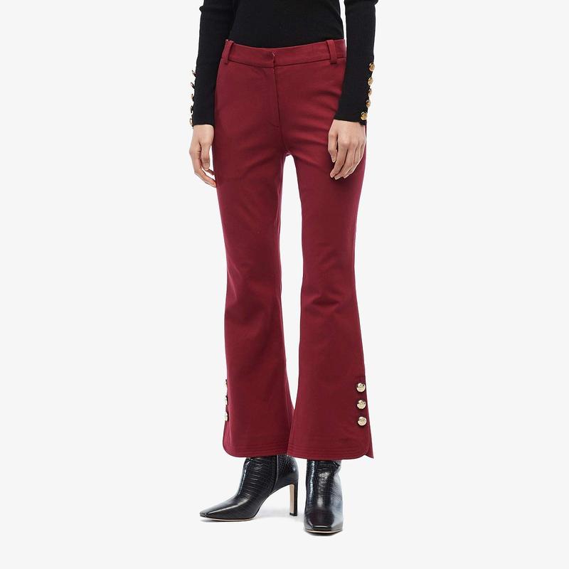 デレクラムテンクロスバイ レディース カジュアルパンツ ボトムス Cropped Flare Trousers W Sailor Buttons Berry Voli Me