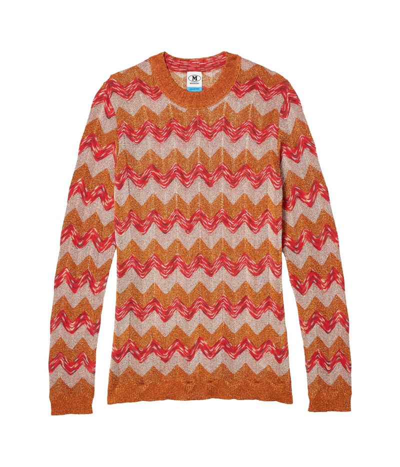 何でも揃う エム ミッソーニ レディース ニット セーター アウター Long Sleeve Zigzag Lurex Novelty Top Orange Pink Revida 店 海外ブランド Esdm Jatimprov Go Id