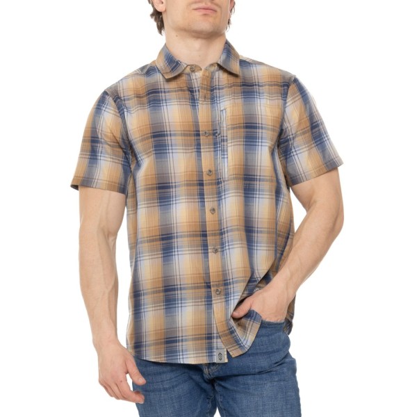 フリー カントリー メンズ トップス シャツ Free Country Plaid Excursion Poplin Woven Shirt - Short Sleeve Cider チェック｜ReVida 店