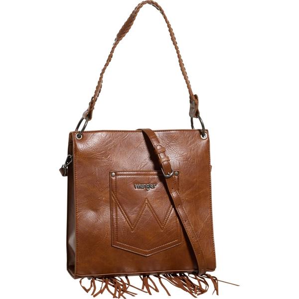 ラングラー レディース バッグ フリンジ Wrangler Tooled Sling Crossbody Bag with Fringe Brown ブラウン