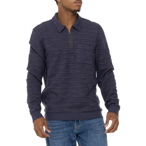 マリーン レイヤー メンズ アウター ジャケット・ブルゾン シャツ Marine Layer Textured Stripe Shirt - Zip Neck Long Sleeve Navy Multi Stripe ネイビー