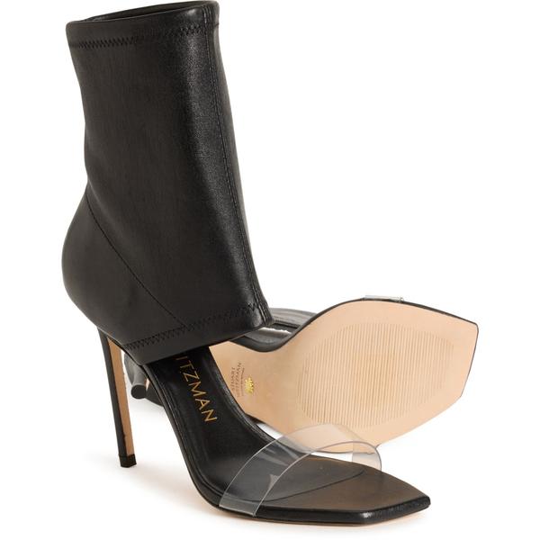 スチュアート ワイツマン レディース シューズ ブーツ・レインブーツ レザー Stuart Weitzman Made in Spain Front Row Stretch Stiletto Booties - Leather (For Women) Black/Clear ブラック