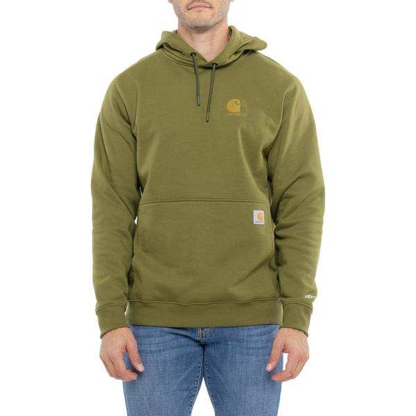 鉄道車両ハート型 メンズ トップス プルオーバー ロゴタイプ パーカー Carhartt 107064 Force Logo Hoodie - Factory Seconds Dark Bronzed Green 緑であること