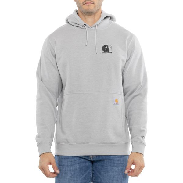 鉄道車両ハート型 メンズ トップス プルオーバー ロゴタイプ パーカー Carhartt 107064 Force Logo Hoodie - Factory Seconds Asphalt Heather ギョリュウモドキ